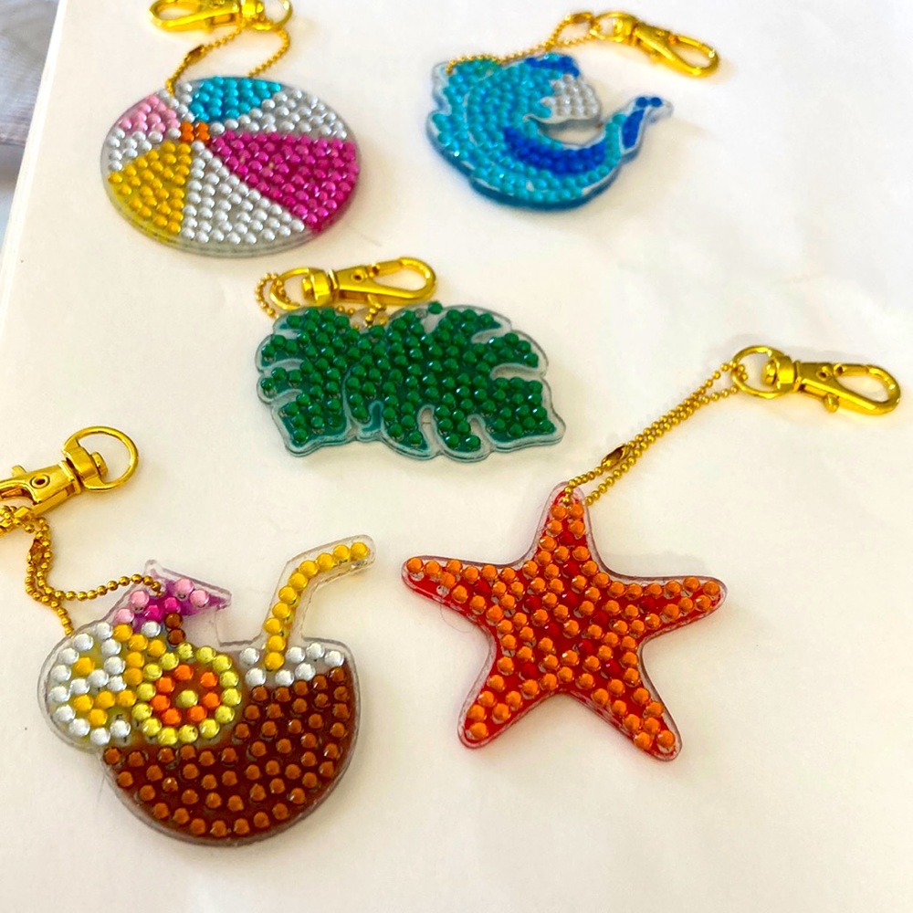 5 mirror or backpack accessories with a summer theme. Handmade. NWOT